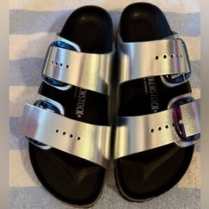 NWOT Silver Birkenstock Big Buckle Size 41